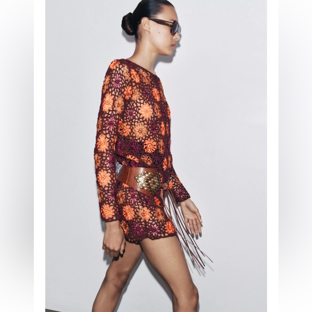 Zara Crochet Knit Mini Dress - Picture 8 of 14
